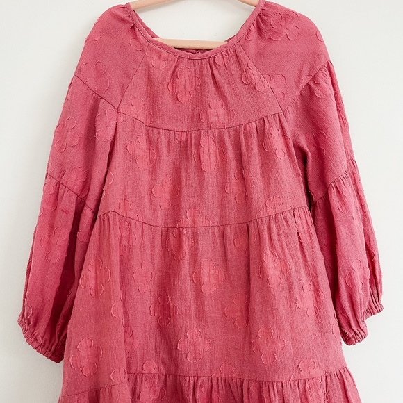NWOT Zara Girls Tiered Long Sleeve Rose Pink Dress 4-5yrs - Picture 1 of 4